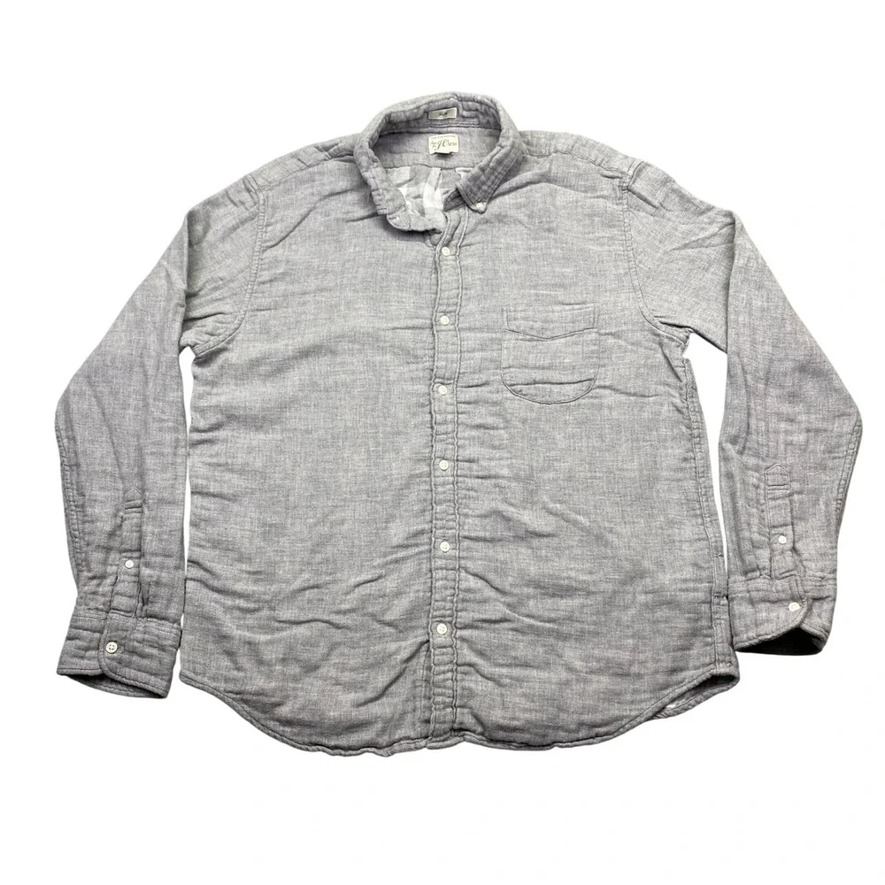 J Crew Slim Fit Button Down Shirt Gray Cotton Long Sleeve Mens XL Preppy‎ Retro